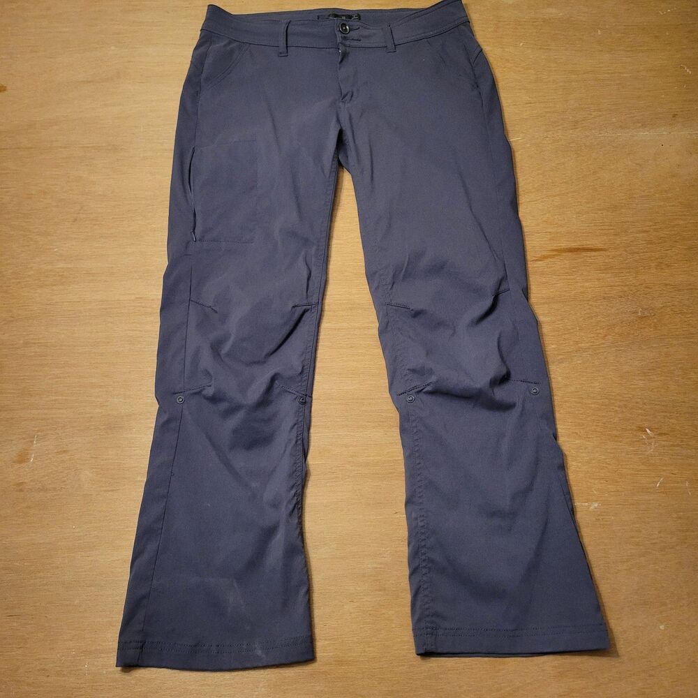 PrAna Pants Womens 10 Gray Halle Hiking Stretch Nylon Roll Up Outdoor Travel Tab - Picture 2 of 16